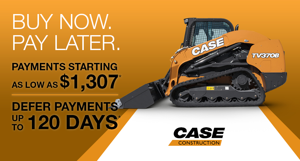 120 days’ deferred payment on in-stock compact track loaders, with payments starting as low as $1307.
